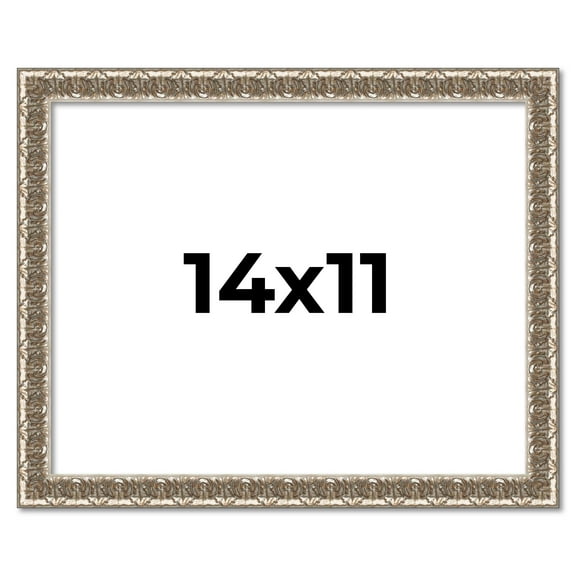 14x11 Frame Silver Versailles Ornate Solid Wood Picture Frame | 1 Inch Moulding Width | Interior