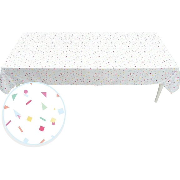 Cheerland Confetti Tablecloth for Rainbow Birthday, 9 x 5 Ft, Fabric