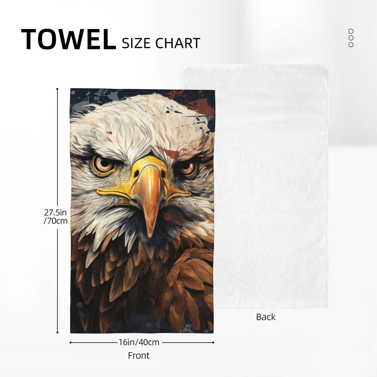 Bald Eagle And American Flag Cool 27.5" x 16" Ultra Soft Hand Towel, Face Wash Cloth for Bathroom, Gym, Travel, Pool
