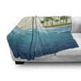 thumbnail image 3 of Tropical Soft Flannel Fleece Blanket, Coconut Tree Island Above Majestic Wave in the Ocean Holiday Landscape, Cozy Plush for Indoor and Outdoor Use, 50" x 70", Petrol Blue Mint Green, by Ambesonne, 3 of 6