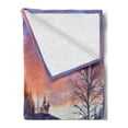thumbnail image 2 of Winter Soft Flannel Fleece Blanket, Frozen River in a Wintry Landscape Finnish Lapland at Sunrise Arctic Nordic Country, Cozy Plush for Indoor and Outdoor Use, 60" x 80", Multicolor, by Ambesonne, 2 of 5