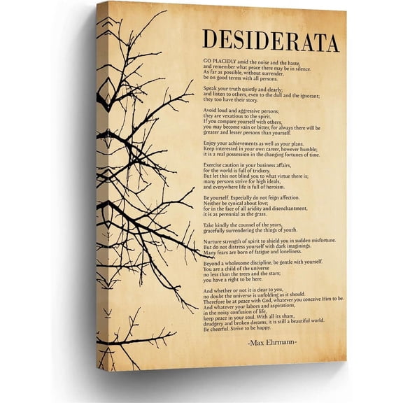 Desiderata Poem Wall Art poster Vintage Inspirational Quote Poster  Motivational Office Decor for Bedroom Living Room poster