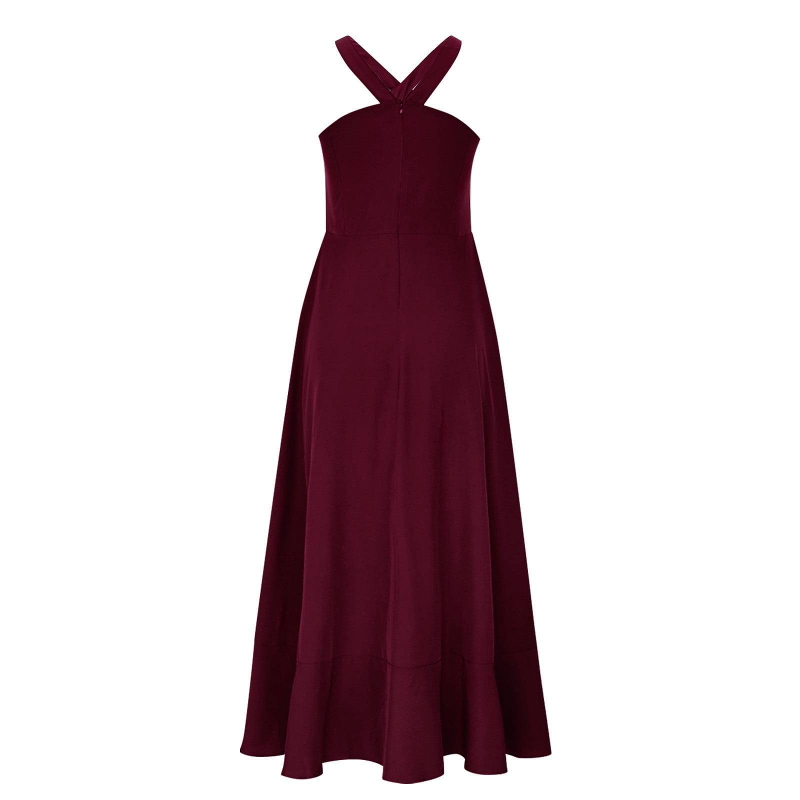 Oplxuo Halter Cocktail Women Dresses Prom Formal Wedding Bridesmaid Dress Ruffled Maxi Hi-Lo Evening Party 2025 Dress