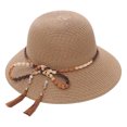 thumbnail image 1 of 56-58 cm circunferencia del sombrero mujer verano salida playa sombrero de paja ocio anti-ultravioleta sombrero plegable, 1 of 5