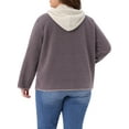 thumbnail image 4 of DARING DIVA Plus Size Hooded Fleece Pockets Button Closure Jacket 2X Purple, 4 of 6