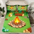 thumbnail image 2 of Feelyou Jungle Adventure Child Twin Sheet Sets, Kawaii Cartoon Fox Twin Fitted Sheet, Mystic Camping Lover Flat Sheet, Luxury Bedroom Decor, 3 Pieces, 2 of 7