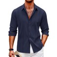 thumbnail image 1 of UKAP Mens Shirts Lapel Neck Blouse Button Down Tops Regular Fit Work Tunic Shirt Sea ​​blue 4XL, 1 of 7