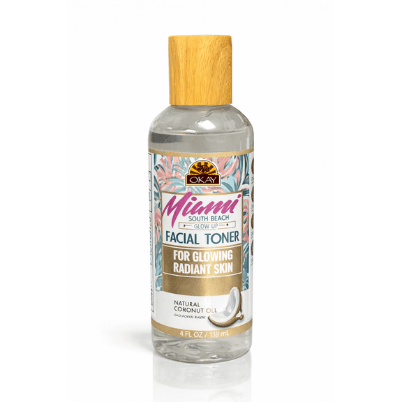 OKAY Miami South Beach Facial Toner 4 oz – Salicylic Acid Acne Toner, Deep Pore Cleansing & Exfoliating with Guava & Papaya, Oil Control, Refreshing Face Toner for All Skin Types
