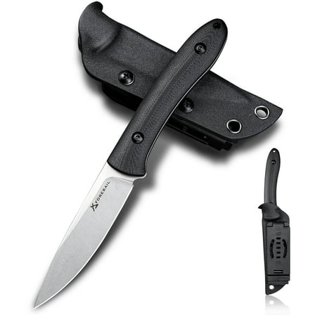 Small Fixed Blade Knife,3.27in DC53 Steel Blade and G10 Handle,with Kydex Sheath,Fixed EDC Tactical Knife for Men Women,Outdoor Hiking Camping Knives