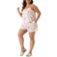 thumbnail image 4 of Agnes Orinda Women's Plus Size Mother's Day Pajamas Cute Strawberry Heart Bow Pattern Cami Shorts Sleepwear Set 2X White, 4 of 6
