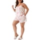 thumbnail image 4 of Pijamas de mujer de tallas grandes Agnes Orinda, conjunto de ropa de dormir con patrón de fresas, corazones y lazo, camiseta sin mangas y pantalones cortos 1X blanco, 4 of 6