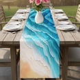 thumbnail image 4 of Teal Blue Beach Coastal Table Runner 108 Inches, Summer Nautical Seaside Ocean Ombre Bed Runner Dresser Scarves Tabletop for Indoor Outdoor Parties/Ceremony/Banquet, 13"x 108", 4 of 9