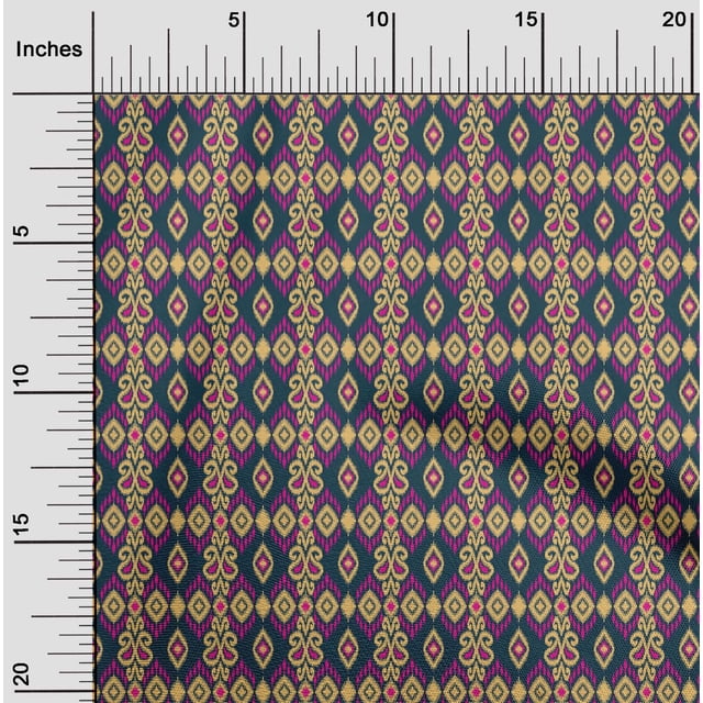 oneOone Silk Tabby Fabric Paisley Ikat Printed Craft Fabric BTY 42 Inch Wide