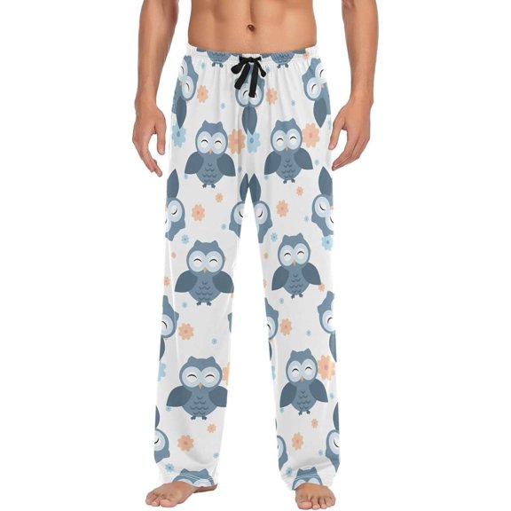 GZHJMY Owl Pajama Pants for Men, Lounge Pants Lightweight Men Pajama Bottoms with Drawstring Pockets, Christmas New Year Birthday Gifts, Small