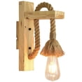 thumbnail image 1 of Aplique de pared de diseño retro, cuerda de cáñamo de madera, lámparas de noche para pasillo de hotel, luces de pared para interiores, bombilla Edison E27, luz cálida sin bombilla brillar Electrónica, 1 of 5