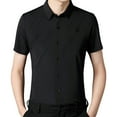 thumbnail image 2 of Camisa de Manga Corta para Hombres, Suéter con Solapa Informal, Cómoda Suelta, Ropa de Calle Informal para Hombre, Camisa de Vestir de Manga Corta Par negro Yinane camisa de rayas, 2 of 8