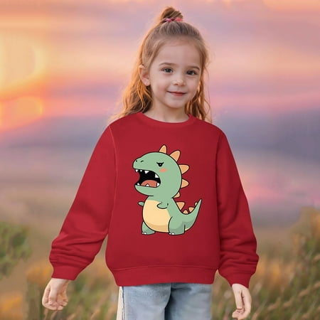 

Dihao Toddler Kids Sweatshirts Cotton Fall Winter Cartoon Printed Causal Pullover Blouse Middle Big Girls Boys Heart Print Long Sleeve Top Sweater