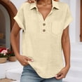 thumbnail image 3 of T Shirts for Women 2026 Summer Short Sleeve V Neck Collared Business Casual Office Work Tshirt Blouse, 3 of 9