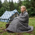 thumbnail image 6 of Printed Packable Camping Blanket 79 x 55 in, Waterproof Feature Wearable Travel Throw with Ripstop Carry Bag, Gray, 6 of 8