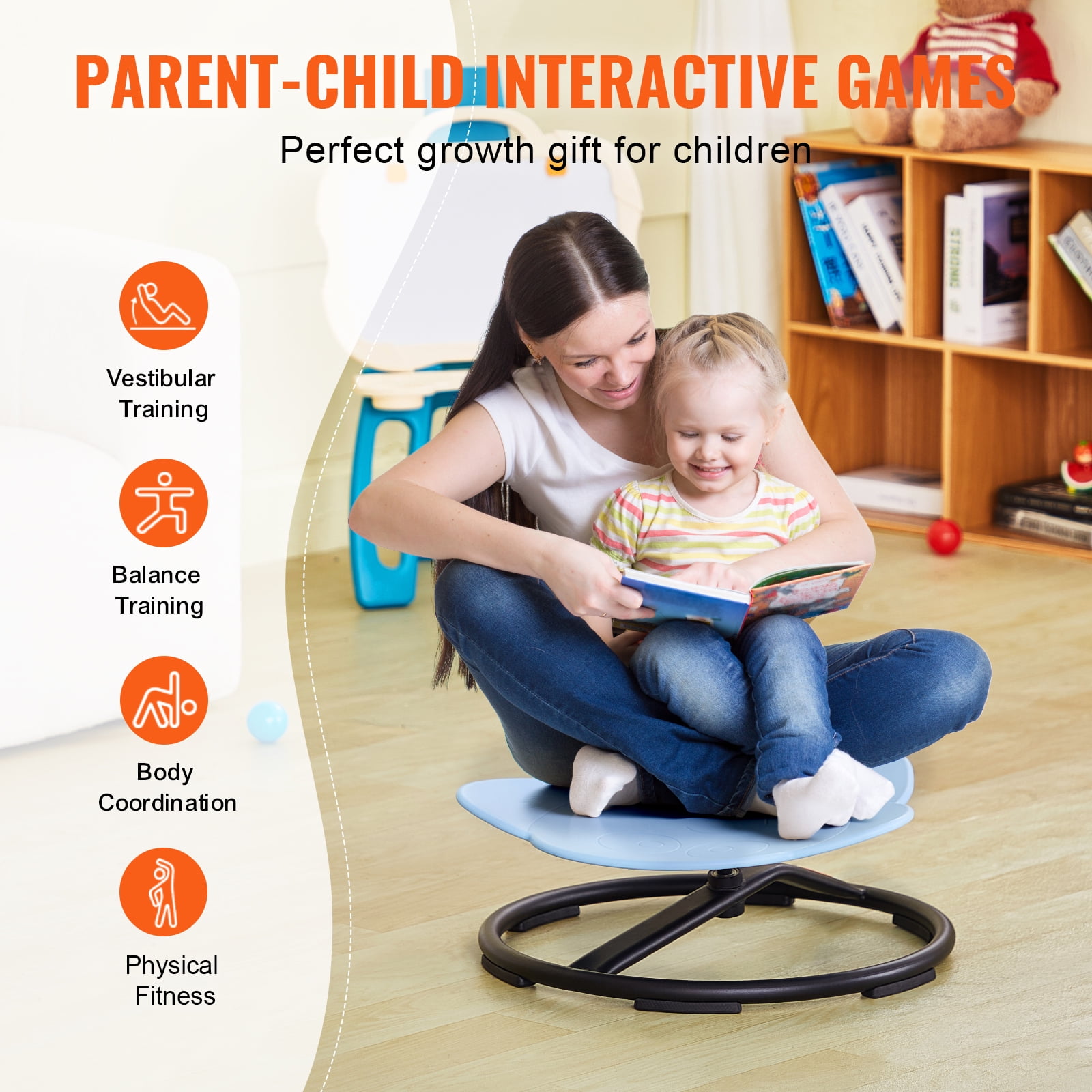 KFFKFF Children's Rotating Chair, Supports 220 lbs, Offers 360-Degree Rotation, Designed as a Sensory Toy for Children with Autism, Features a Sturdy, Idea Gift for Kids, Non-Slip Base