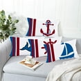 thumbnail image 3 of Set of 4 Red Blue Nautical Ocean Sea Throw Pillow Covers Ship Sail Boat Anchor Whale Compass 12x20 Inch Marine Animal Sailing Pillow Cases Super Soft Coastal Home Decor Lumbar Cushion Cover, 3 of 6