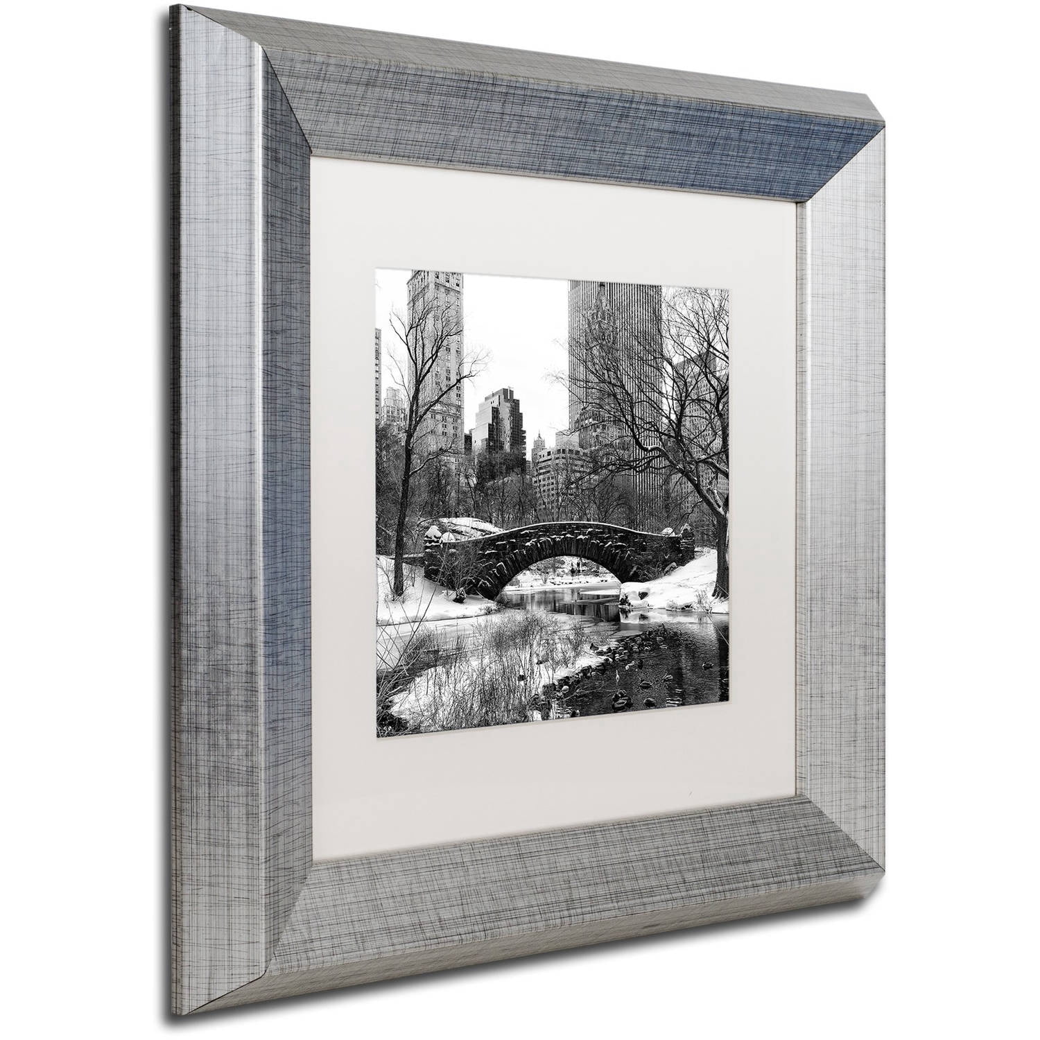 Trademark Fine Art "Gapstow Bridge Central Park" Canvas Art by Philippe Hugonnard, White Matte, Silver Frame
