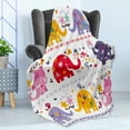 thumbnail image 4 of Cartoon Soft Flannel Fleece Throw Blanket, Elephants Happy Dancing Animals in Various Color Combinations Birds Flowers, Cozy Plush for Indoor and Outdoor Use, 50" x 70", Multicolor, by Ambesonne, 4 of 5