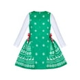 thumbnail image 2 of Robe Fille Ensemble de Noël Vert Renne Flocon de Neige Manches Longues Fête 4 Ans, 2 of 8