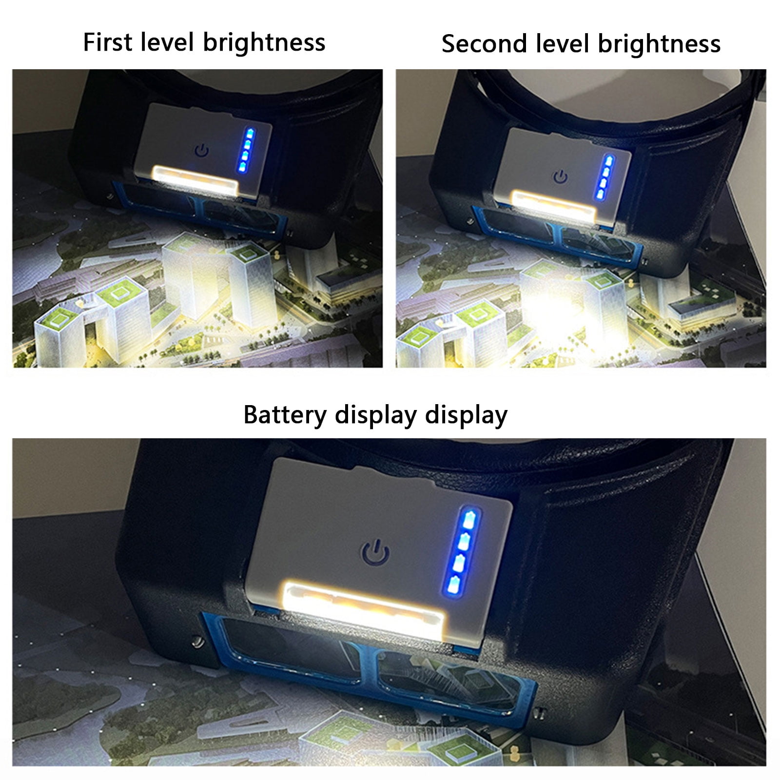 Upgrades Magnification Headsets with 4 Bright LEDs USB Charging for Watchmakers Dentists & Hobbyists Closes Up Tasks