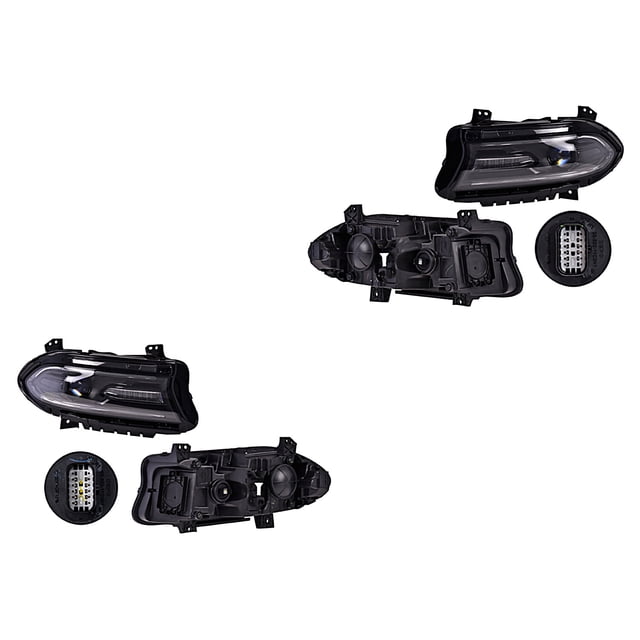 Par de Faros Charger 2016 A 2019 Dodge P/Halog C/Leds DEPO .