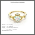 thumbnail image 6 of Gem Stone King 10K Yellow Gold Irish Celtic Claddagh White Simulated Opal and Diamond Accent Ring for Women (0.81 Cttw, Available in Size 5, 6, 7, 8, 9), 6 of 6
