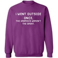 thumbnail image 2 of OXI Crewneck Sweatshirt - I Went Outside Once,Basic Casual Sweatshirts for Men's and Women Fleece Sweatshirt Long Sleeve- Purple Small, 2 of 2