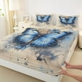 thumbnail image 4 of Feelyou Romantic Butterfly Animal Twin Sheet Sets, Western Old Fashion Twin Fitted Sheet, Vintage Watercolor Artwork Flat Sheet, Luxury Bedroom Decor, 3 Pieces, 4 of 8