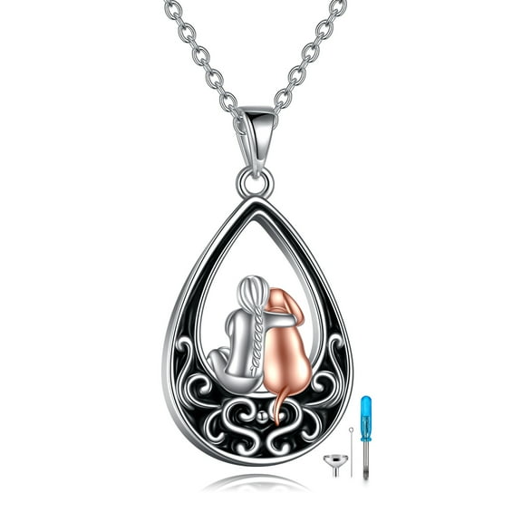 Dog Urn Necklace for Ashes Sterling Silver Teardrop Urn Jewelry for Women Memory Necklace (dog)