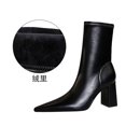 thumbnail image 3 of Zapatos de tacón alto y grueso para mujer, botas cortas ajustadas de invierno, estilo discoteca, sexys, a la moda, sencillos, adelgazantes, con punta estrecha, 3 of 5