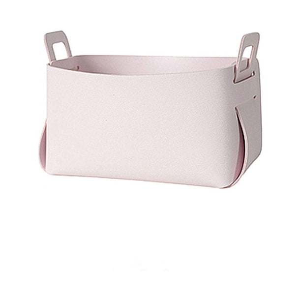 Naiovety Cesta de almacenamiento Organizador de cuero con asa Soporte decorativo Contenedor Caja Desmontable Cosmético Papelería Decoración Almacenamiento y organización del hogar Rosa S