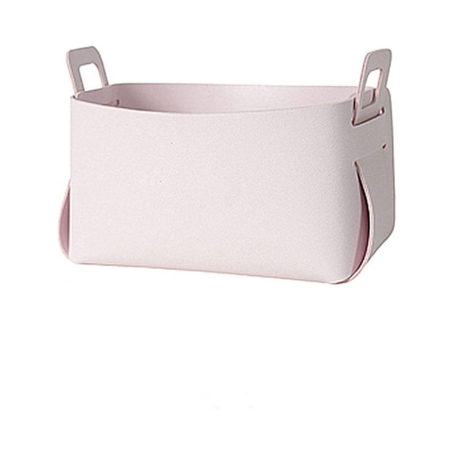 Guardoinrt Storage Basket Leather Organizer with Handle Decorative Holder Container Box Detachable Cosmetic Stationery Decoration Pink S