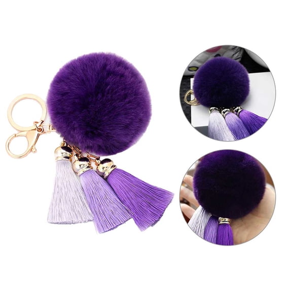 FONDOTIN key chain cute Tassel Keychain Purple 1Set