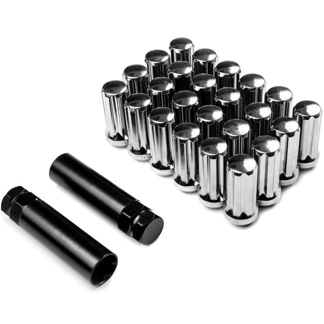 Circuit Black 7 Spline Short Lug Nut 14x1.5 24pc Fits Chrysler 300C SRT8 Dodge