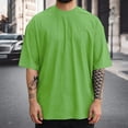 thumbnail image 2 of Plus Size Mens Big & Tall T Shirts Short Sleeve Crew Neck Tees Tops Vintage Washed Solid Color Pullover Going Out Streetwear Workout Tshirts Shirt Green M, 2 of 4