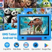Android 16 Kids Tablet 10.1 inch with Case, 3GB RAM 64GB, IPS Touch Screen, Quad-Core,1280x800 | Wi-Fi6 | 6000mAh | Google Certified(Blue)