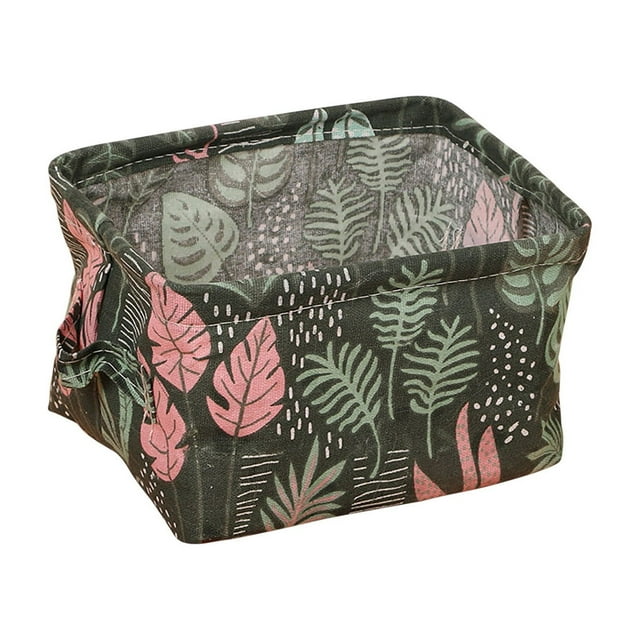 Fiudx Cesta de Almacenamiento de Lino y Algodón, Organizador Multiusos, con Asa Portátil, Ideal para Oficina, Hogar, Taller, Cosméticos y Artículos de Escritura, 20 X 16 X 13 Cm.