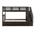 thumbnail image 4 of Espresso Twin Over Twin Bunk Bed w/ Storage Drawers - Solid Wood, Stairway Design for Bedroom/Dorm. Space-Saving, Durable, & Safe., 4 of 14