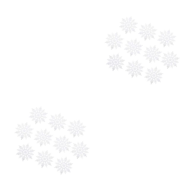 sweethay 30 Uds. De copos de nieve falsos blancos de plástico DIY para el hogar, fiesta de Navidad, Año Nuevo, colgantes de árbol de Navidad, blanco 18 cm 2Conjunto