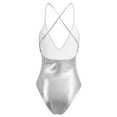 thumbnail image 2 of Aiihoo Womens Shiny Metallic One Piece Camisole Teddy Bodysuit Dance Leotard Thongs Bikini Silver M, 2 of 6