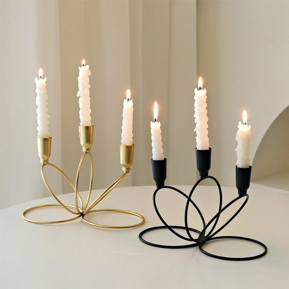Candelabro de Tres Brazos Decorativo | Centro de Mesa para Bodas, Navidad y Fiestas | Aleación de Hierro Forjado | Negro | 21 X 15,5 X 10,5 Cm | 1 Unidad