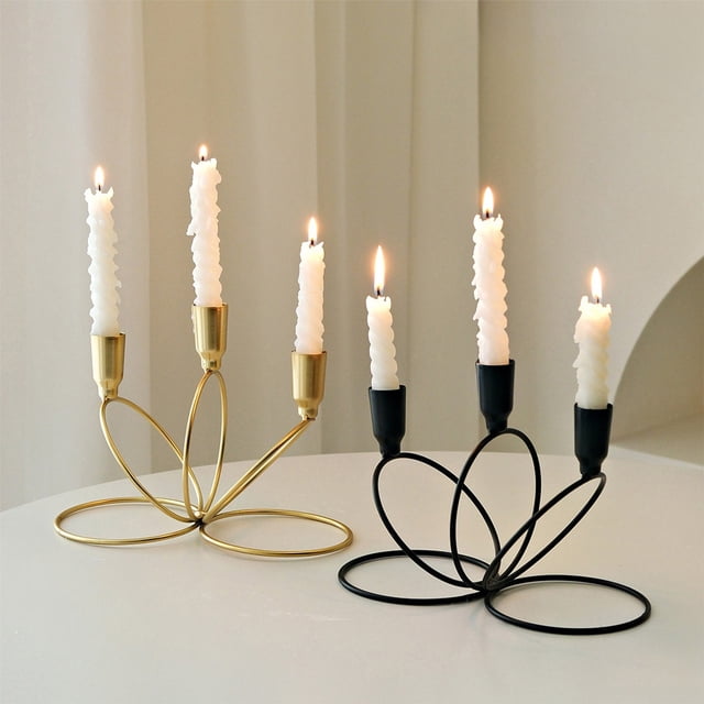 Candelabro de Tres Brazos Decorativo | Centro de Mesa para Bodas, Navidad y Fiestas | Aleación de Hierro Forjado | Negro | 21 X 15,5 X 10,5 Cm | 1 Unidad