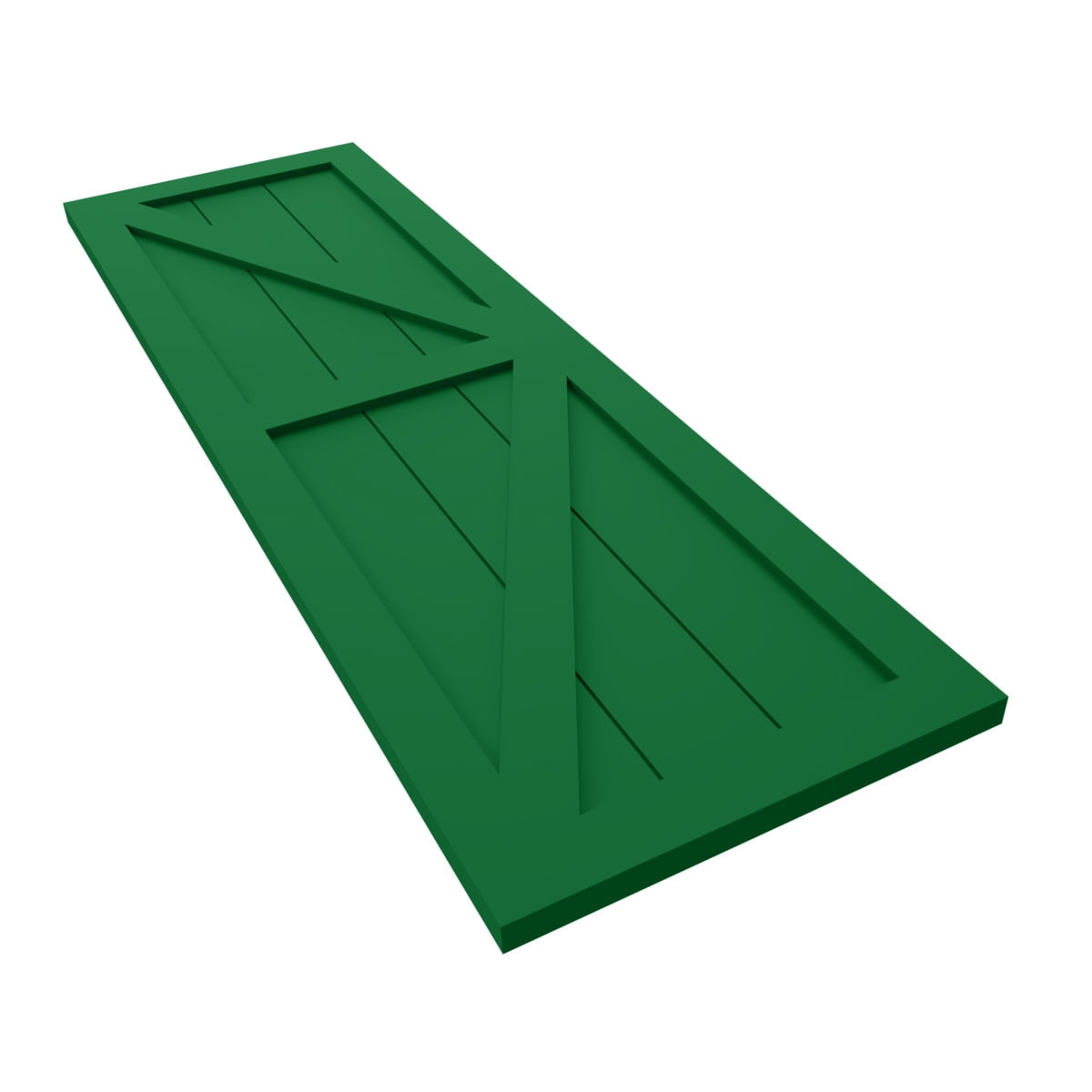 Ekena Millwork 18"W x 50"H True Fit PVC Two Equal Panel Farmhouse Fixed Mount Shutters w/ Z-Bar, Viridian Green (Per Pair - Hardware Not Included)