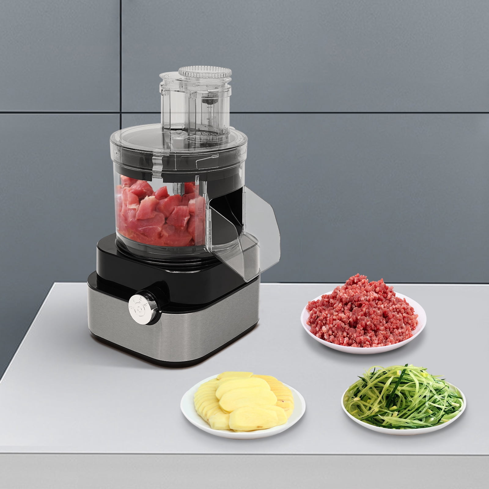 600W Commercial Food Processor 5 in 1 Professional Veggie Shredder Multifunctional Meat Grinder Blender