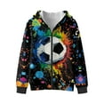 thumbnail image 4 of Xoenoiee Soccer Paint Splatter Print Zip Up Hoodies Pullover Sweatshirt for Boys Juniors Kids Loose Sweater with Pocket Long Sleeve Hooded Jacket Sports Shirt Plus Size, L, 4 of 7